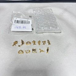 Mixed Shapes 12шт. 12 стили, морская тематика, латунные подвески с микропаве из кубического циркония, долговечный, без никеля , реальный 18 k позолоченный, разнообразные, 9~17x4.5~16x3~5.5 мм, отверстие : 0.8~1.6 мм, 1 шт / стиль