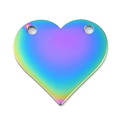 Rainbow Color Ионное покрытие (ip) 304 кулоны для штамповки из нержавеющей стали, зеркальная полировка, шарма сердца, Радуга цветов, 15x16x1 мм, отверстие : 1.5 мм