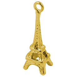 Золотой Сплавочные подвески тибетского стиля, Эйфелева башня, шармы для создания браслетов , без свинца и без кадмия, золотые, 24x8x7 мм, отверстие : 1.5 мм