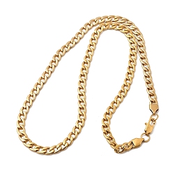Настоящее золото 22K 6мм 304 ожерелья из кубинской цепи из нержавеющей стали для женщин и мужчин, вакуумное покрытие pvd, реальный 22 k позолоченный, 21.65 дюйм (55 см)