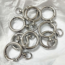 Platinum Round Ring Alloy Swivel Clasps, Platinum, 41x28mm, Hole: 19mm