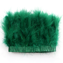 Dark Green Turkey Feather Fringe Trimming, Costume Accessories, Dyed, Dark Green, 5-1/8 inch(130mm), about 2.19 Yards(2m)/Bag