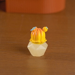 Желтый Скульптура из смолы кактуса витрина украшения, для домашнего офисного стола, желтые, 28x39 мм