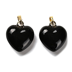 Черный Латунь эмаль подвески, шарма сердца, долговечный, без кадмия и без свинца, стойки покрытие, реальный 18 k позолоченный, чёрные, 23.5x21.5x10 мм, отверстие : 6x4 мм