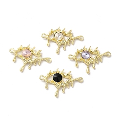 Mixed Color Alloy Connector Charms, Melting Eye Links with Glass, Lead Free & Cadmium Free, Light Gold, Mixed Color, 21x30.5x4mm, Hole: 1.6mm