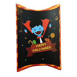Human Boîtes de bonbons d'oreiller en papier d'Halloween, étui de rangement de bonbons pour emballage de fête d'Halloween, noir, humaine, 11x10x2.8 cm