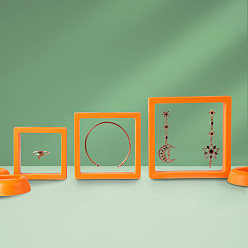 Темно-Оранжевый Каркасные стойки из полиэтилена(пэ), с прозрачной мембраной, 3 Держатель дисплея с плавающей рамкой, коробка для монет, ромб, темно-оранжевый, Внутренний размер: 11x11x2 см
