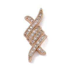 Розовое Золото Стойка покрытие латунь прозрачный кубический цирконий ромб соединительные подвески, долговечный, без кадмия и без свинца, розовое золото , 8.5x20.5x3 мм, отверстие : 0.8 мм