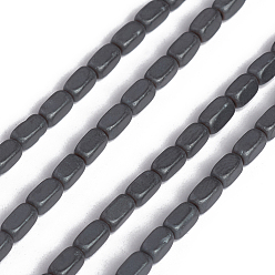 Non-magnetic Hematite Non-magnetic Synthetic Hematite Beads Strands, Frosted, Cuboid, 4x2x2mm, Hole: 0.8mm, about 104pcs/strand, 15.94 inch(40.5cm)