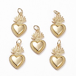 Золотой Латунные подвески, святое сердце, золотые, 22x12x2.5 мм, Перейти кольцо: 5x1 мм, отверстие : 3.5 мм