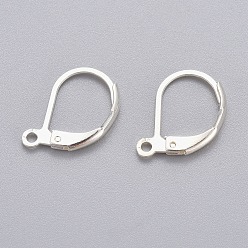 Посеребрённый 316 l хирургические серьги из нержавеющей стали с откидной крышкой, с петлями, 925 серебро покрытием, 15x10x2 мм, отверстие : 1.4 мм