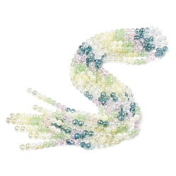 Бледно-Зеленый Стеклянные бусины с гальваническим покрытием , круглые, граненый(32 граненый), градиент цвета, бледно-зеленый, 8 мм, отверстие : 1.2 мм, около 48 шт / нитка, 13.98'' (35.5 см)