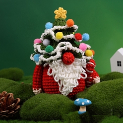 Gnome Рождественская тема наборы для вязания крючком своими руками для начинающих, включая полиэфирную пряжу, волокнистый наполнитель, игла для вязания крючком, пряжа игла, опорный провод, маркер стежка, гном, размер упаковки: 23x16.8см