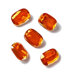Tangerine Light AB Style K9 Glass Rhinestone Cabochons, Pointed Back & Back Plated, Octagon Rectangle, Tangerine, 14x10x5mm