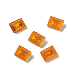 Sun Opal Style Glass Rhinestone Cabochons, Pointed Back & Back Plated, Faceted, Rectangle, Sun, 8x6x3.5mm