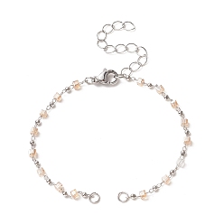 Silver Cube Glass Bead Link Chain Bracelet Making, with Lobster Clasp, Silver, 6-1/4 inch(16cm)