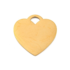 Real 18K Gold Plated Ion Plating(IP) 304 Stainless Steel Stamping Blank Tag Pendants, Laser Cut, Heart Charm, Real 18K Gold Plated, 25x25x1.5mm, Hole: 4x5mm