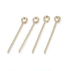Golden 304 Stainless Steel Eye Pins, Golden, 18mm, Hole: 1.5mm, Pin: 0.6mm