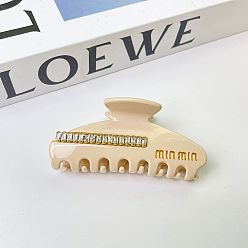 Beige - 9cm*4.5cm Заколка для волос со сверкающими стразами для женщин — элегантный зажим в форме дуги, подходящий для хвоста