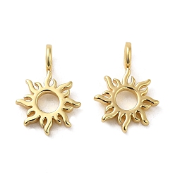 Real 18K Gold Plated Rack Plating Brass Pendants, Cadmium Free & Lead Free, Long-Lasting Plated, Sun Charm, Real 18K Gold Plated, 17x12x5mm, Hole: 3mm