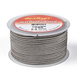 Gray Braided Nylon Threads, Dyed, Gray, 2.5mm, about 10.93 yards(10m)/roll