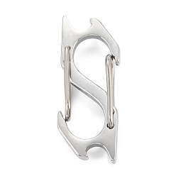 Stainless Steel Color 304 Stainless Steel S-Hook Clasps, Stainless Steel Color, 28x11x5.5mm, Hole: 11X6mm