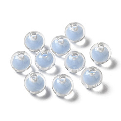 Light Steel Blue Transparent Acrylic Beads, Bead in Bead, Round, Light Steel Blue, 7.5x7mm, Hole: 2mm, about: 2083pcs/500g