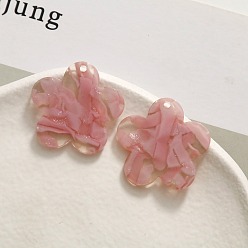 Pink Acrylic Pendants, Flower, Pink, 30x30mm