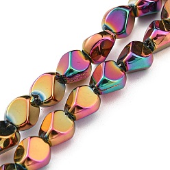Colorful Full Plated Electroplate Glass Beads Strands, Faceted Polygon, Colorful, 7.5x6x6.8mm, Hole: 1mm, about 90pcs/strand, 26.85 inch(68.2cm)