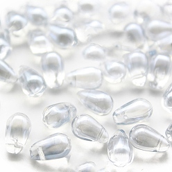 Light Grey Transparent Czech Glass Beads, Top Drilled, Teardrop, Light Grey, 9x6mm