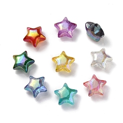 Mixed Color UV Plating Rainbow Iridescent Acrylic Beads, Star, Mixed Color, 18.5x19.5x10.5mm, Hole: 2.9mm