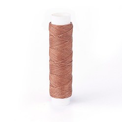 Sienna Round Waxed Polyester Twisted Cord, Micro Macrame Cord, for Leather Projects, Bookbinding, Sienna, 0.65mm, about 21.87 yards(20m)/roll