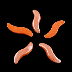 Orange Red Pearlized Plated Opaque Glass Cabochons, Twist, Orange Red, 14~15x4x2mm