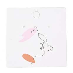 Human Square Cardboard Earring Display Cards, for Jewlery Display, Women Pattern, 6x6x0.04cm, about 100pcs/bag