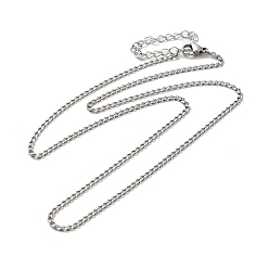 Stainless Steel Color 304 Stainless Steel Curb Chain Necklace, for Beadable Necklace Making, Stainless Steel Color, 17.95 inch(45.6cm)