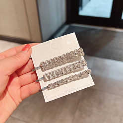 Платина Заколки для волос из сплава со стразами из кожи аллигатора, аксессуары для волос для женщин и девочек, платина, 70 мм, 3 шт / комплект