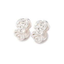 Посеребрённый Латунные бусины, роза, 925 серебро покрытием, 7.5x7.5x4.5 мм, отверстие : 3.3 мм