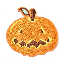 Gold Computerized Embroidery Cloth Iron on/Sew on Patches, Costume Accessories, Halloween Pumpkin Jack-O'-Lantern, Gold, 6.4x6.6cm