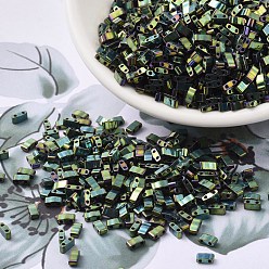 (HTL468) Metallic Malachite Green Iris MIYUKI Half TILA Beads, Japanese Seed Beads, 2 Hole, (HTL468) Metallic Malachite Green Iris, 5x2.3x1.9mm, Hole: 0.8mm, about 2500pcs/100g