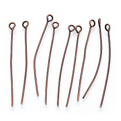 Red Copper Iron Eye Pin, Cadmium Free & Nickel Free & Lead Free, Red Copper, 40x0.7mm, Hole: 2mm, about 3000pcs/500g