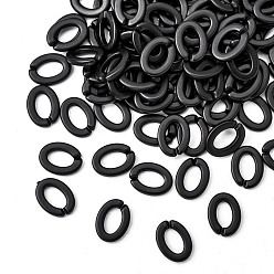 Black Opaque Spray Painted Acrylic Linking Rings, Quick Link Connectors, for Cable Chains Making, Frosted, Oval, Black, 24x18.5x3.5mm, Inner Diameter: 15x9mm, about 490pcs/500g