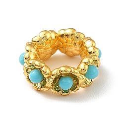 Темно-бирюзовый Латунные бусины, с абс пластмассовой имитационной жемчужиной, реальный 18 k позолоченный, без свинца, без кадмии и без никеля, темные бирюзовый, 11.5x5 мм, отверстие : 7 мм