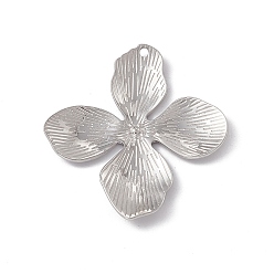 Couleur Acier Inoxydable Pendentifs en acier inoxydable anti-ternissement, charmes de fleurs, couleur inox, 304mm, Trou: 45x42x3mm