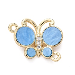 Темно-Голубой Подвески-бабочки из латуни с микропаве из прозрачного кубического циркония, cmолой, реальный 18 k позолоченный, долговечный, без кадмия и без свинца, стойки покрытие, глубокое синее небо, 14x17.5x3.5 мм, отверстие : 1.2 мм
