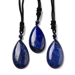 Lapis Lazuli Natural Lapis Lazuli Pendant Necklace with Nylon Cord for Women, Teardrop, 27.76~27.95 inch(70.5~71cm)
