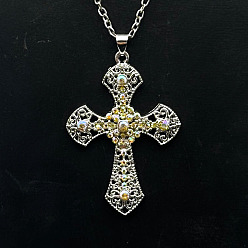 Cross Модные ожерелья Сплав, со стразами, крестик