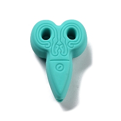 Turquoise Food Grade Silicone Focal Beads, Silicone Teething Beads, Scissor, Turquoise, 29.5x20x9mm, Hole: 2mm