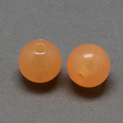 Coral Imitation Jade Acrylic Beads, Round, Coral, 10mm, Hole: 2mm, about 833pcs/500g