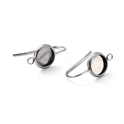 Stainless Steel Color 304 Stainless Steel Earring Hooks, with Vertical Loop, Flat Round, Stainless Steel Color, 20x10x1.5mm, Hole: 1.8mm, Tray: 8mm, 20 Gauge, Pin: 0.8mm