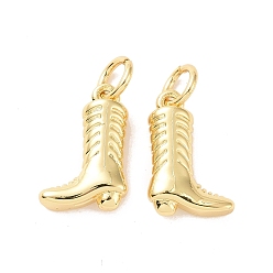 Real 18K Gold Plated Rack Plating Brass Charms, with Jump Ring, Long-Lasting Plated, Cadmium Free & Lead Free, Boot, Real 18K Gold Plated, 13x9x3.5mm, Hole: 3mm